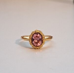 Pink Gold Plated Tone Crystal Ring